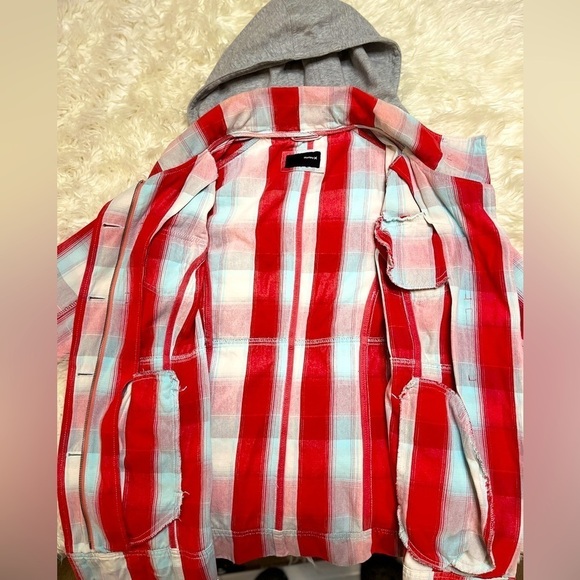 Hurley Women’s Colorful Plaid Double Breasted/Zipper Jacket with Hoodie. Size L - Picture 7 of 16